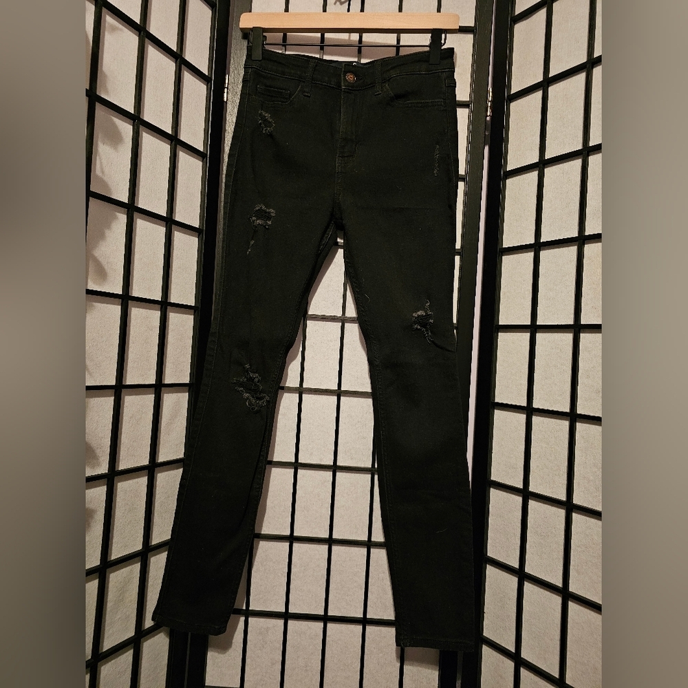 Hollister Black Denim High-rise Super Skinny Jeans 1 Short‎
